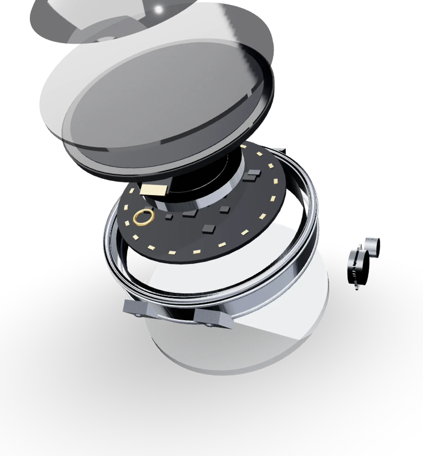 Exploded smartwatch assembly